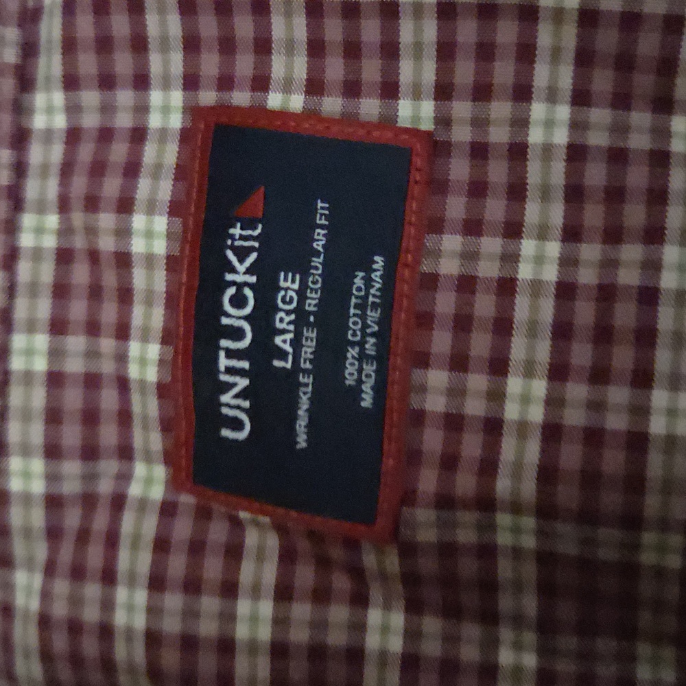 UNTUCKit Men's Burgundy Checkered Shirt - Picture 4 of 5